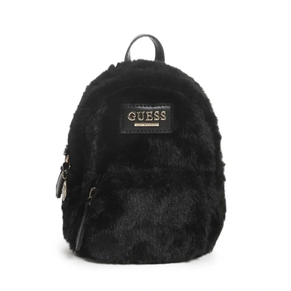 guess evan mini backpack Factory Women's Cross-body,Faux-Leather Material trim strap. Factory Evan Faux-fur Mini Crossbody